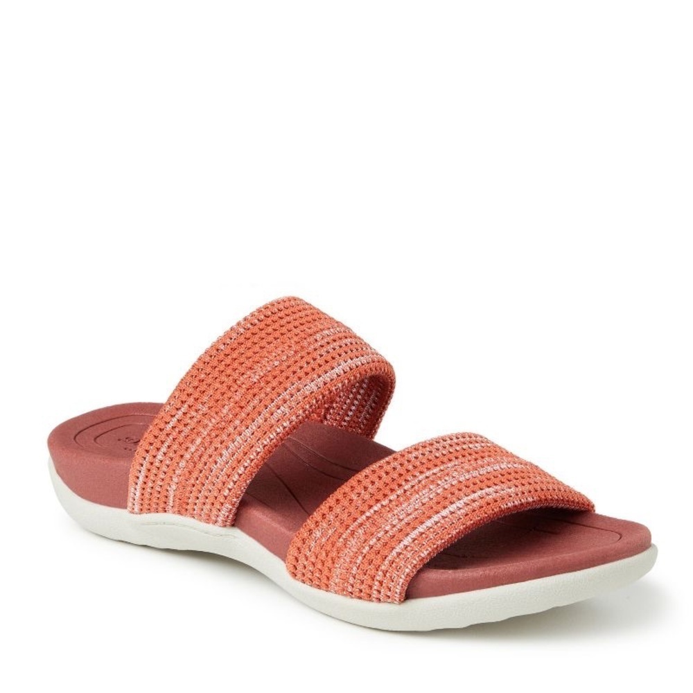 Dearfoams Womens Low Foam Double Band Sandal Size 8 Terracotta